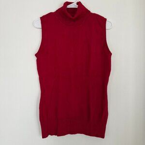 Daniel Laurent Red Sleeveless Turtleneck Sweater Vest Tunic | Size L